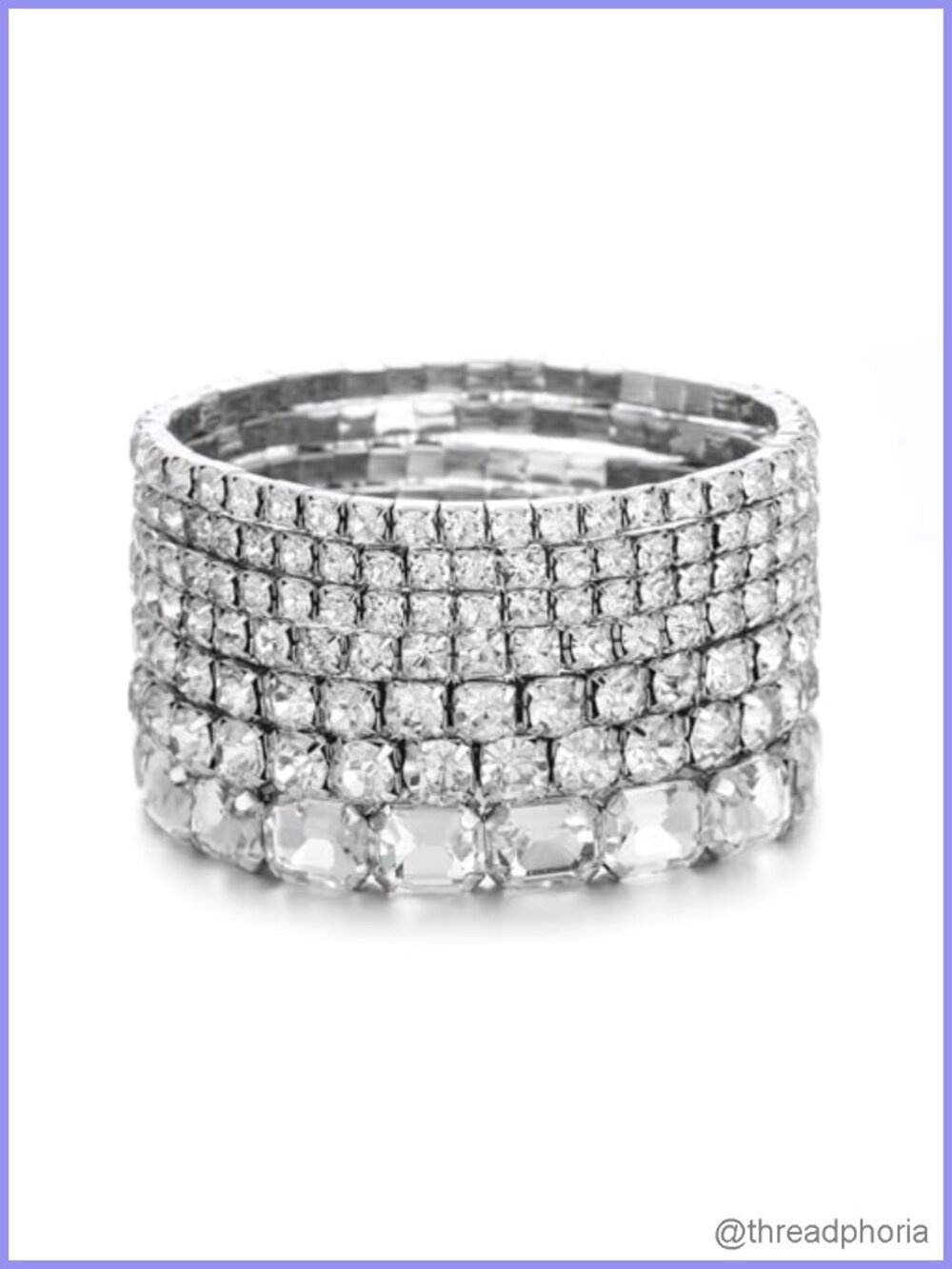 7PC Crystal Stretch Bracelets Set with Rhinestones Wedding Bridal Jewelry